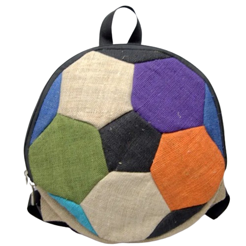 Mochila en forma de balón de futbol para niños 100% de cáñamo